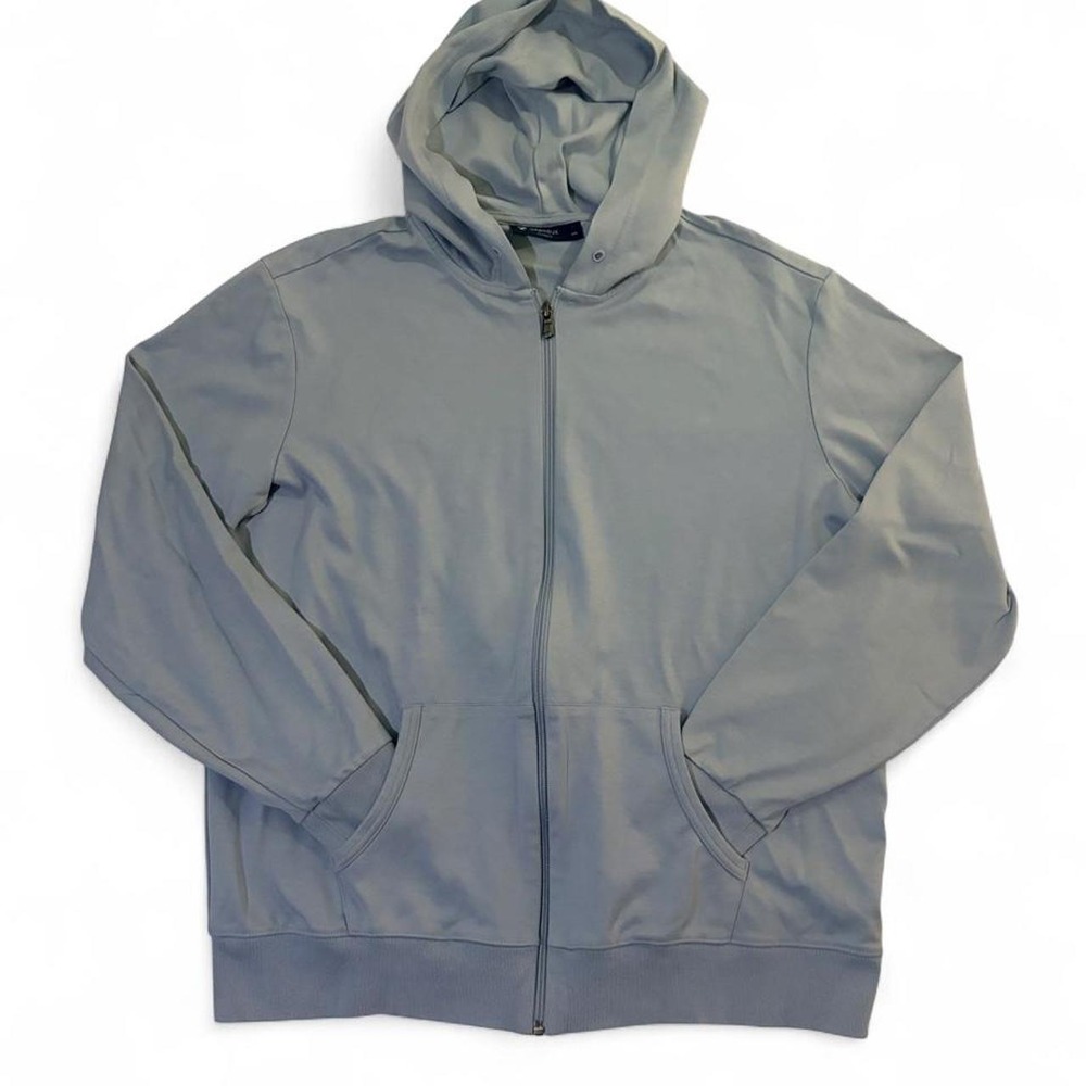 Cremieux Classics Mens Light Blue Grey Full Zip Cotton Hoodie Sweatshirt Size L